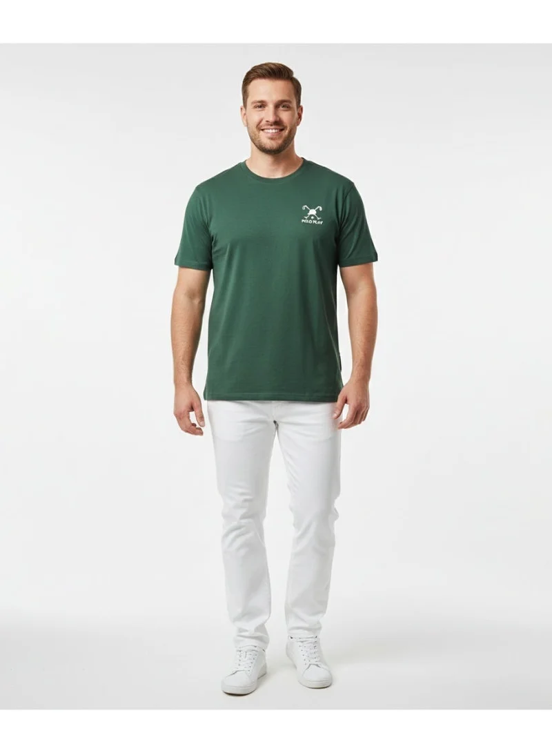 لعب البولو تيشيرت رجالي مطبوع أخضر